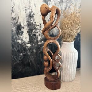 Hand-Carved‎ Abstract Wooden Sculpture – 25" Tall